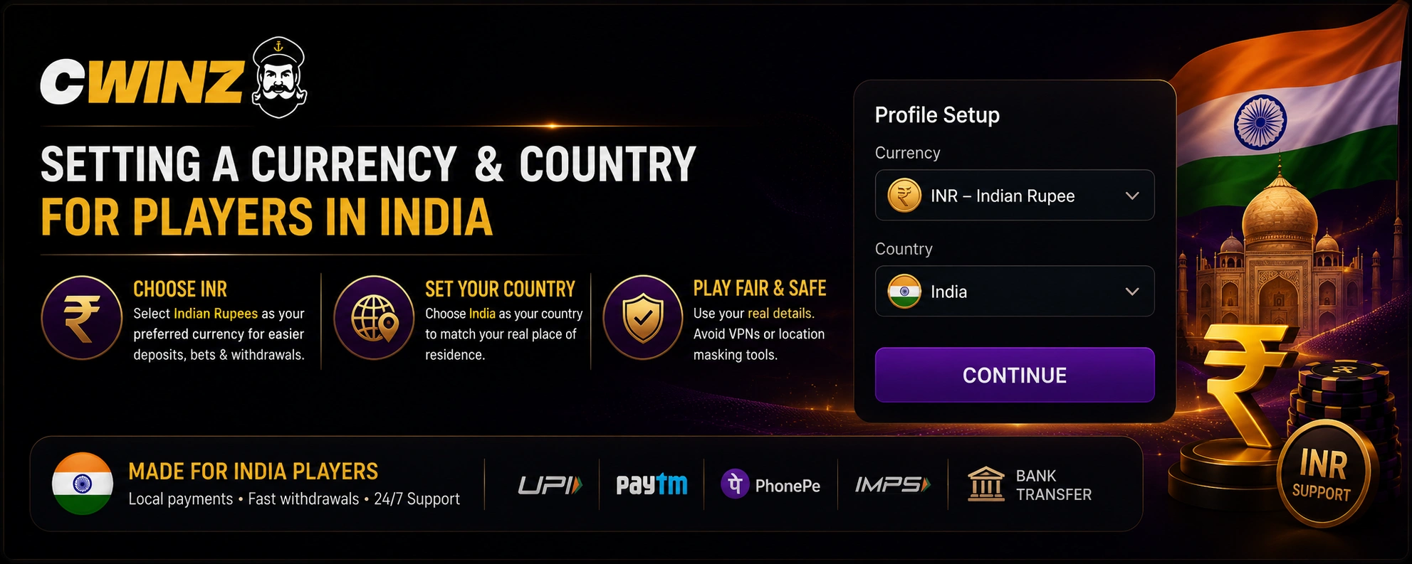 Account settings by country
